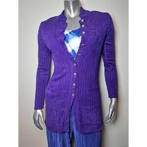 ESCADA Margaretha Ley Purple 100% Cable Knit Sweater Sz 34
